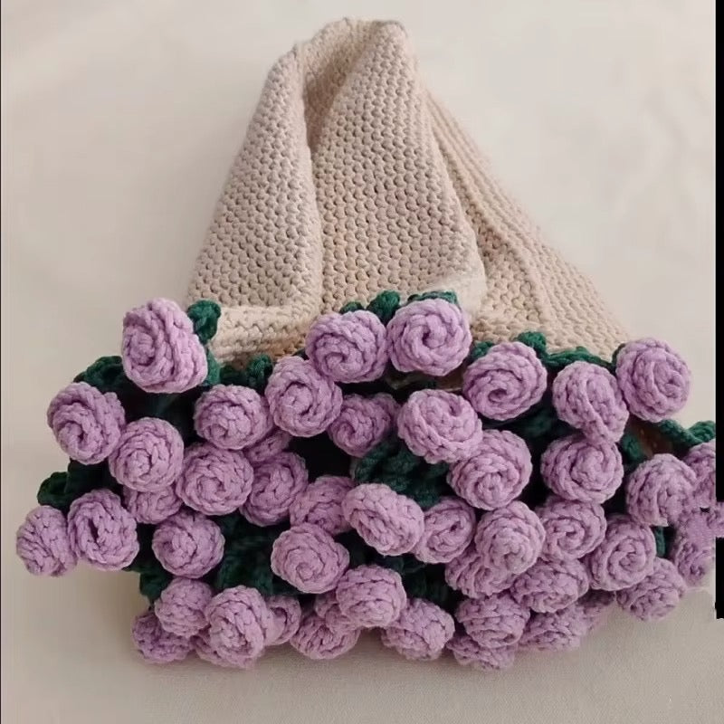 Handmade Crochet Flower Bouquet Throw Blanket