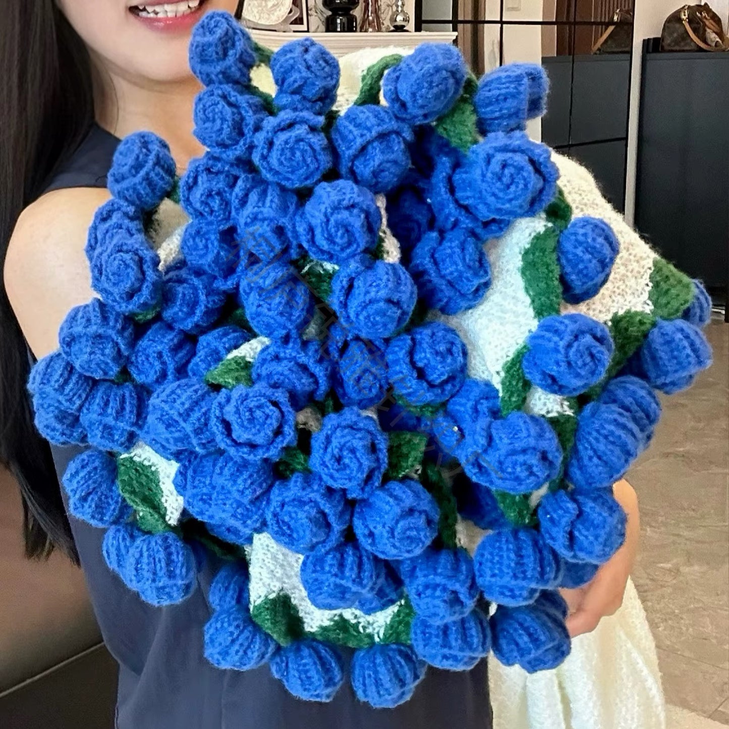Handmade Crochet Flower Bouquet Throw Blanket