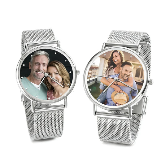 Custom Photo Watch with metal bracelet strap