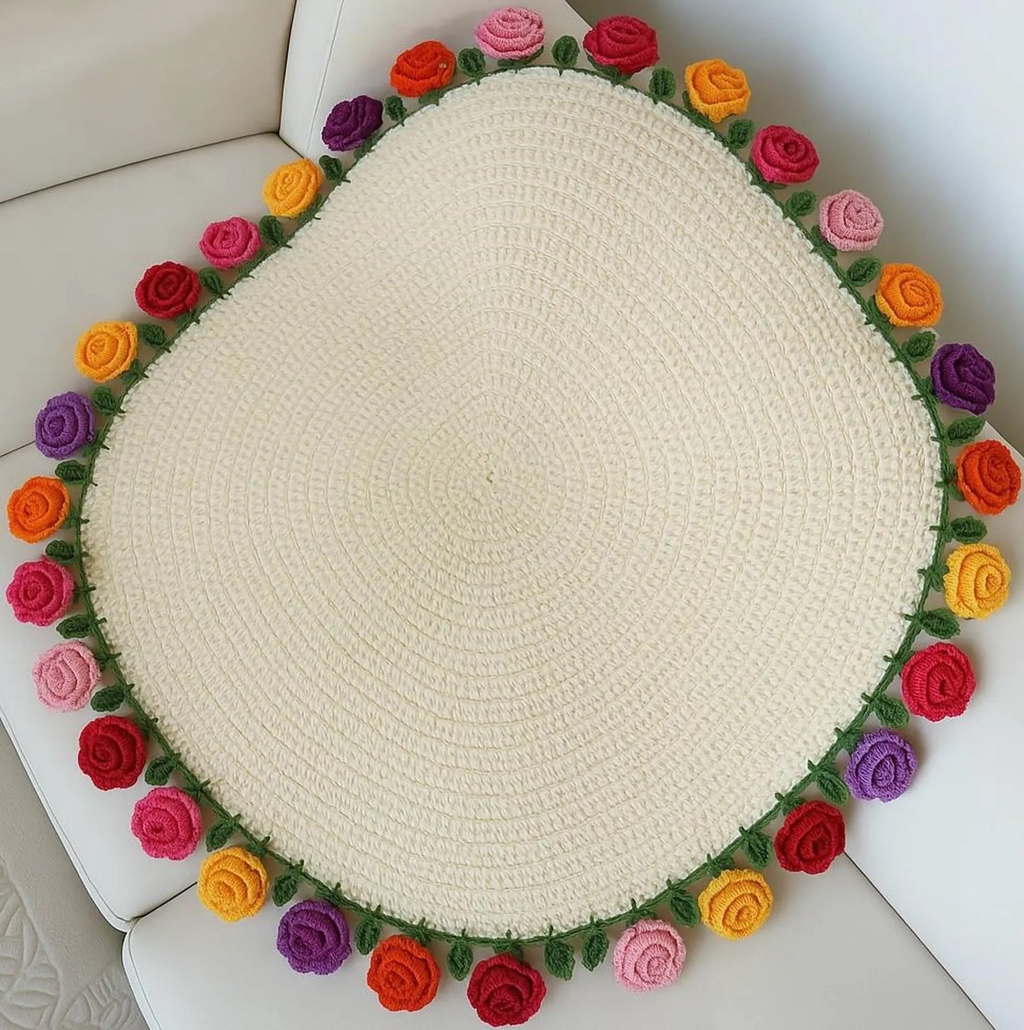 Handmade Crochet Flower Bouquet Throw Blanket