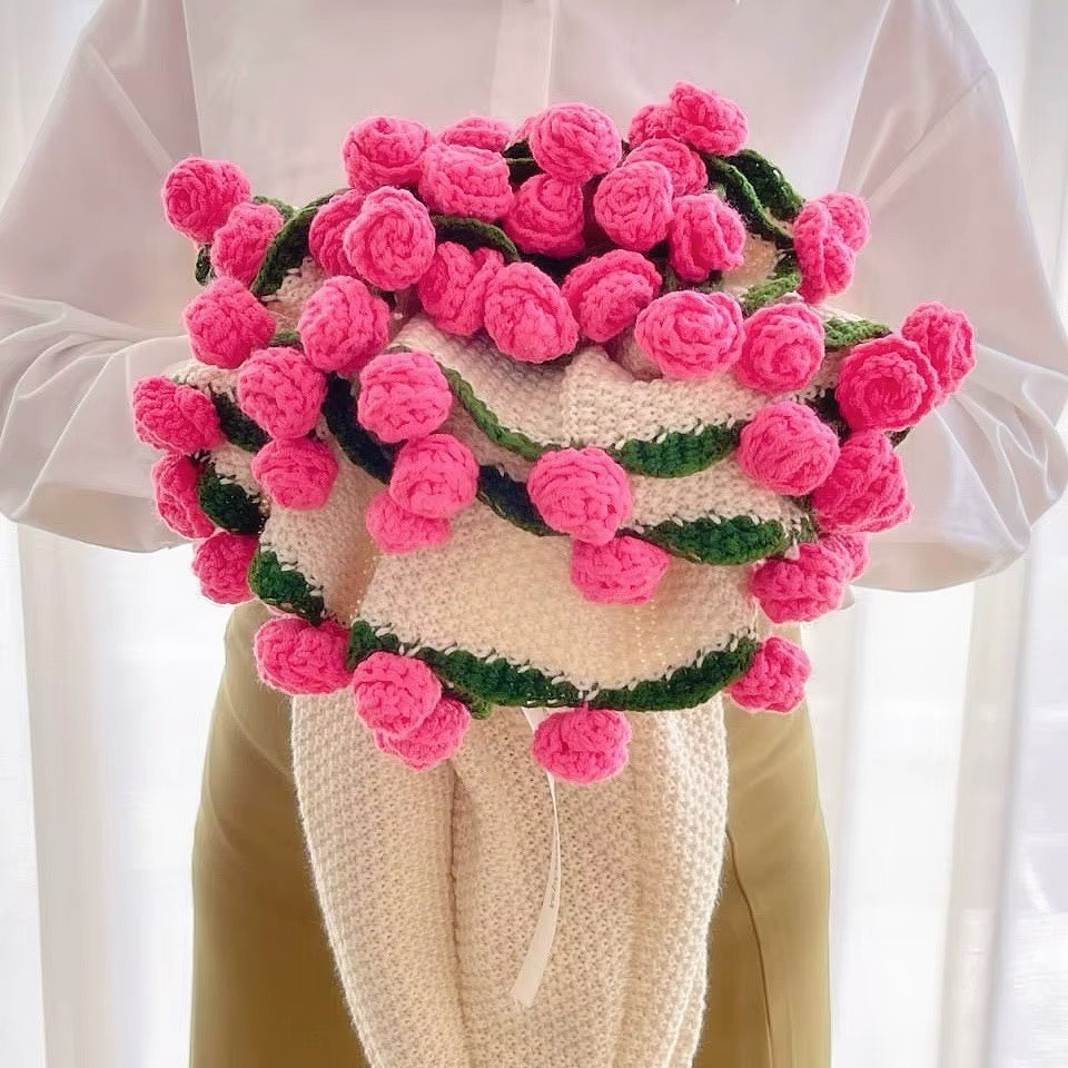 Handmade Crochet Flower Bouquet Throw Blanket