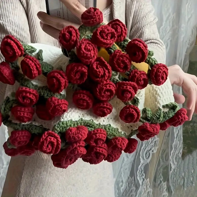 Handmade Crochet Flower Bouquet Throw Blanket