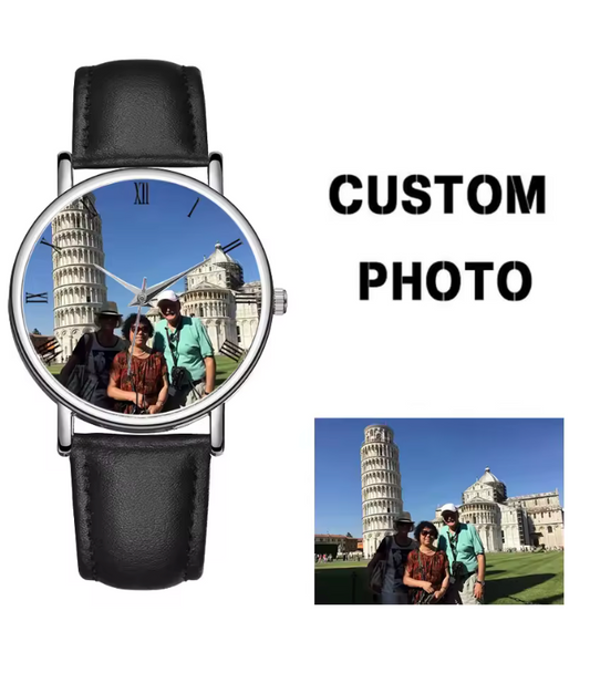 Custom Photo Watch with leather strap Unisex